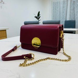 ✨SOLD✨Burgundy Leather Bag with Chain Strap
